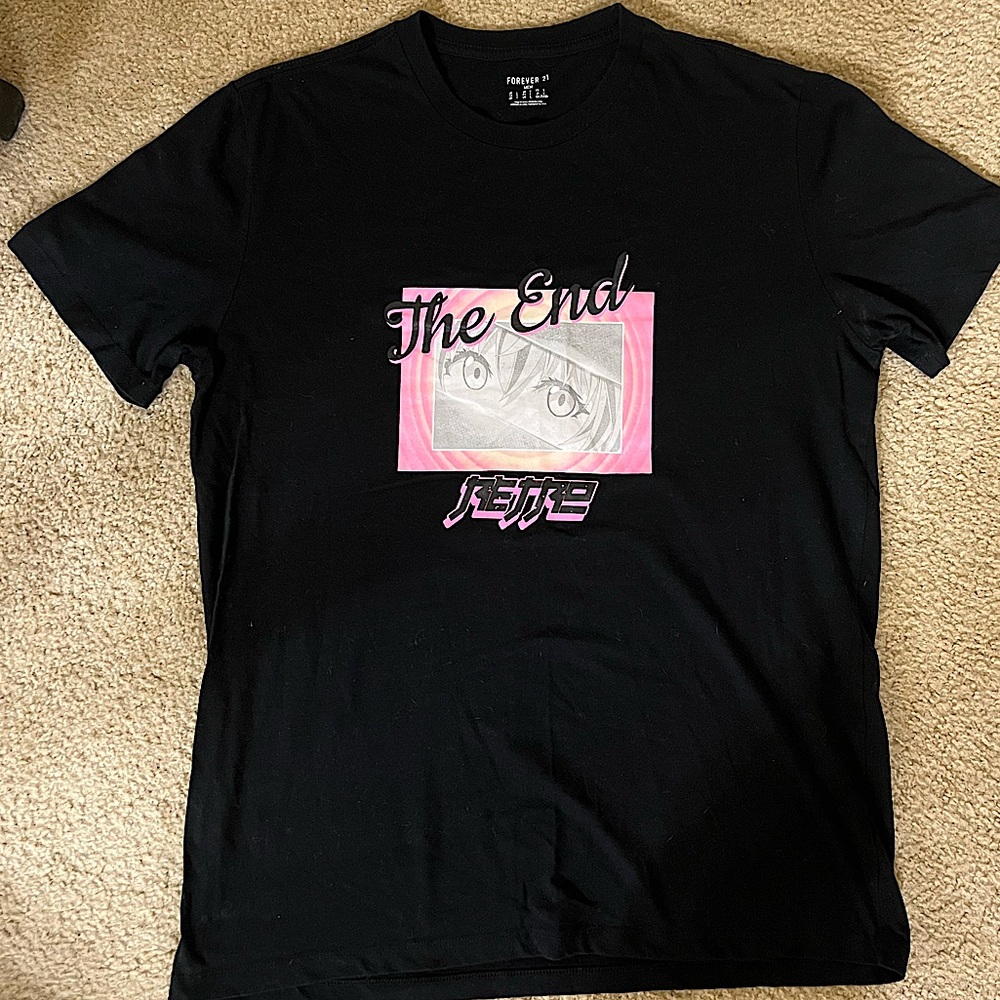 Black Forever21 graphic tee with pink and black !size Large .